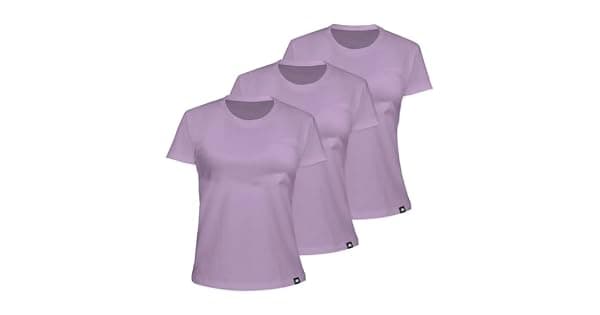 Kit com 3 Camiseta Algodo Sportswear Muvin Feminino Mais Conforto Academia Camiseta Manga Curta Treino Funcional Corrida Ginstica BR Alfa XG Regular Lils Lavanda