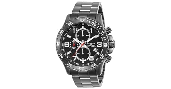 Invicta Relgio masculino Specialty 14879 com crongrafo prateado e mostrador cinza metlico de ao inoxidvel banhado a on