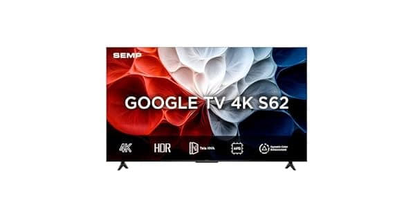 Smart TV Semp 43 Polegadas LED HVA 4K S62 WiFi Bluetooth Google TV 3 HDMI HDR10 Dolby Audio 43S62