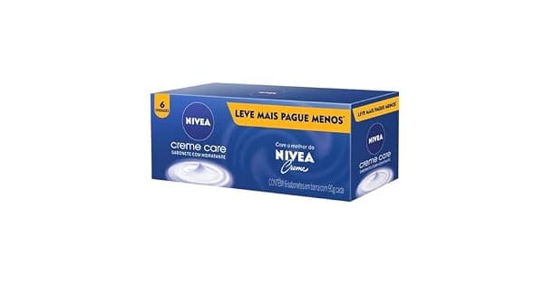 NIVEA Sabonete em Barra Creme Care Promo 6 un 90g Limpa e deixa a pele macia mesmo aps o banho com glicerina fragrncia NIVEA Creme e o exclusivo ingrediente Eucerit
