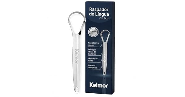 KELMOR Raspador De Lngua Inox Cirrgico Limpador Bucal Profissional Escova de Lngua em Ao Inoxidvel Higiene Oral Combate Mau Hlito Fcil Uso e Limpeza Durvel e Anatmico