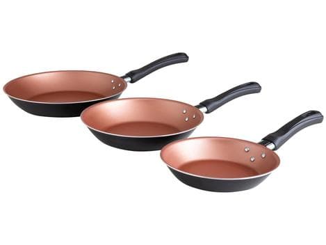 Conjunto de Frigideiras Antiaderente Tramontina de Alumínio Linz Preto e Salmão 3 Peças - Frigideira - Magazine Afadadaspromos