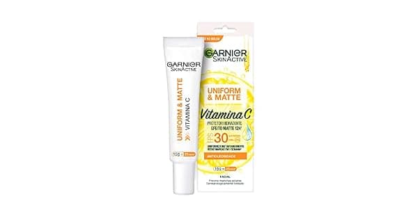 Garnier Uniform Matte Protetor Hidratante Facial com Vitamina C e Ao Antioxidante Controla a Oleosidade e Reduz Marcas Efeito Matte 12h FPS 30 15ml