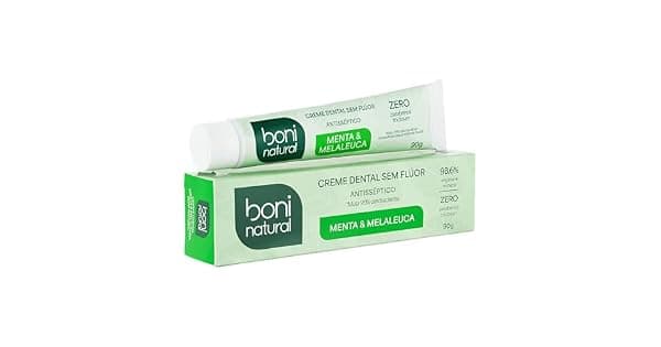 BONI NATURAL Creme Dental com leos naturais de Menta e Melaleuca Vegano e Natural Sem Flor Sem Triclosan 90g
