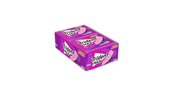 Chiclete Trident Max Cool Raspberry Sem Acar Caixa com 14 unid de 165g