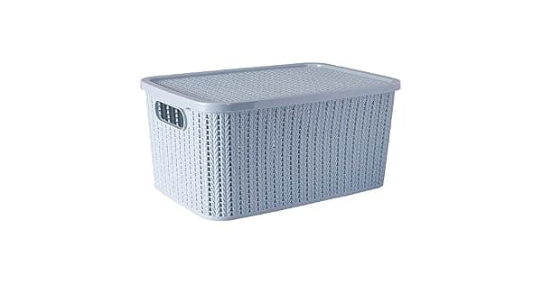 Caixa com Tampa Trama Plastil Azul 14 L