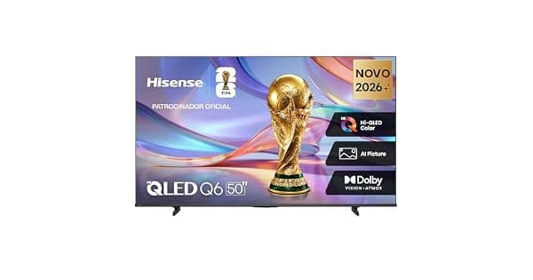 Hisense Smart TV 4K HiQLED 50 Polegadas 50Q6QVV com Processador AI Dolby Vision HDR10 HLG Filmmaker Mode Dolby Gaming Dolby Atmos MiraCast e Compatibilidade Alexa