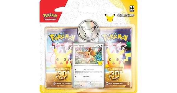 Pokmon TCG Celebrao de 30 anos Blister Duplo Pokmon com moeda